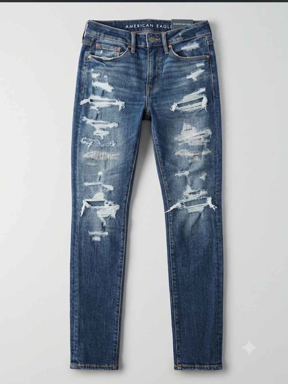 American Eagle AirFlex+ Athletic Skinny Jean Dark Waves Distressed - Picture 1 of 6